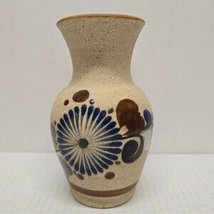 Vintage Tonala J. Campe signed Mexican Pottery Floral Vase